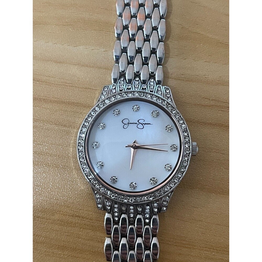 Jessica Simpson Women’s Silver Tone Crystal Watch
